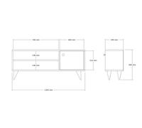 Meuble TV en bois "Jena" - 120 x 29 x 50 cm - Pin Atlantique