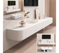 Meuble TV en bois massif avec design suspendu pour salon, maison, table basse, plusieurs tailles (blanc, 240 x 20 x 24 cm)