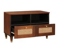 Meuble TV en bois massif de mangue, marron, 70 x 33,5 x 46 cm | Avec espace de rangement, design moderne, montage facile, pour le salon