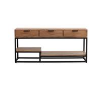 Meuble TV en bois massif et métal noir L115 cm WARREN - L115xP35xH53