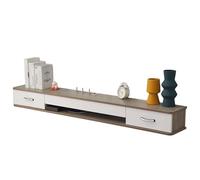 Meuble TV en bois massif respectueux de l'environnement avec tiroirs, poignée en forme de U, rails silencieux, porte rabattable semi-fermée, design long pour salon et chambre à coucher (blanc)