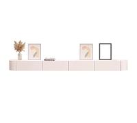 Meuble TV en Bois Massif Simple et Moderne Meuble TV Suspendu pour Le Salon Espace de Rangement supplémentaire Bords poncés Lisses Sécurité d'utilisation(White-2,200 * 20 * 24cm)