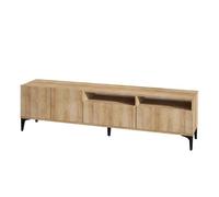 Meuble TV en bois ""Ross"" - 180 x 35 x 52 cm - Chêne