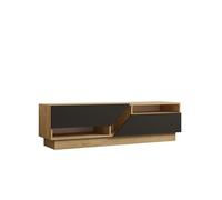 Hanah Home Scandinavian Support TV, Saphir et Anthracite, 160 cm, Panneau de Particules 100% mélaminé, épaisseur 18 mm, Design élégant avec étagères Multiples et Rangement