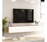 Meuble TV - EN.CASA - Lapinlahti - 2 portes - Bois de pin - Blanc