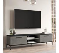 Meuble TV Lempäälä à 2 portes 39 x 160 x 35 cm effet béton noir [en.casa]