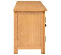 Meuble TV en chêne massif - WIENS - 110x35x44 cm - Brun - Style Scandinave Moderne - Deux portes - Compartiments ouverts