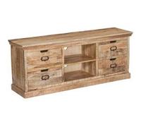 VALMON - Meuble TV en Manguier 4 Tiroirs et 2 Niches - Altobuy Marron G