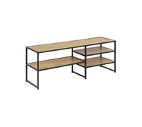 - Meuble TV en MDF et métal avec 3 étagères de rangement - Noir et Beige - Sireine