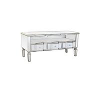 PEGANE Meuble TV en MDF et Verre Coloris Argent - Longueur 112 x Hauteur 50 x Profondeur 45 cm