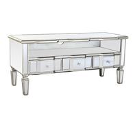 Meuble TV en MDF et verre coloris argent - Longueur 112 x Hauteur 50 x Profondeur 45 cm
