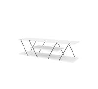 Toilinux - Meuble TV en Mélaminé de style Industriel L.120cm - Blanc - Canaz Blanc G
