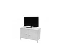 Meuble TV en métal "Industriel White" - Blanc - L 100 x l 40 x H 53 cm