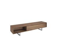Meuble TV en noyer et acier chromé 3043C, 180 x 44 x 39 cm. -