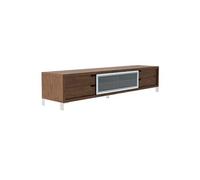 Meuble TV en noyer et acier chromé 3044C, 238 x 53 x 51 cm. -