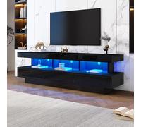 Meuble TV en Panneaux de Particules, Salon, Noir Brillant, 160x38x50.5 cm