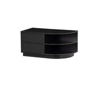 Meuble TV en pin massif noir, rond, 2 tiroirs, avec rangement - Woood, Naya - 78x40x40 cm