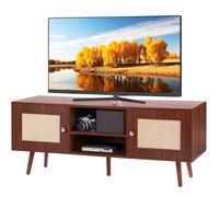 Meuble TV en Rotin-VEVOR-1200 x 400 x 490 mm-Banc TV avec Étagères Réglables pour Salon et Salle Multimédia, Noyer