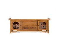 Meuble TV en teck massif - 180 cm - Deux portes - Deux tiroirs - Miel clair - Style exotique - Bois massif - Robuste