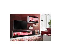 Meuble TV Ensemble Komodee TIVOLI SET3 avec LED RGB - Blanc Noir 35 x 240 x 195 cm