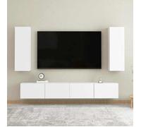 Meuble TV - Ensemble Maison Exclusive 4 pièces - Blanc mat - Bois d'ingénierie - Fixé au mur