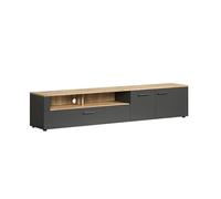 Meuble TV - Esteban - Urbain - En panneaux de particules - Chêne blond / gris anthracite mat - 210 x 43 x 41 cm - Trendteam