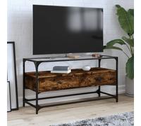 vidaXL Meuble TV avec dessus en verre, chêne sonoma, bois d'ingénierie Marron