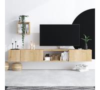 Calicosy Meuble TV suspendu Avior - Chêne Saphir 180 x 25 x 32 cm - 1 niche 3 portes