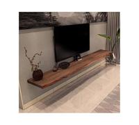 Meuble TV Étagères flottantes sous les téléviseurs, étagère murale en bois de pin stable, rangement mural de style ferme rustique for salon, chambre à coucher, bureau Banc TV(Bruin,160x25x4.7cm)