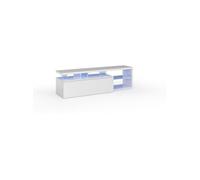 Meuble TV ETHAN à éclairage LED 1 Porte et 4 niches L150cm - Blanc