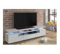 Meuble TV EVA 180 blanc mat (corps) / blanc brillant (façades) + LED