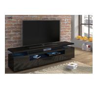 Meuble TV EVA 180 noir mat (corps) / noir brillant (façades) + LED