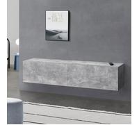 Meuble TV Evaton 140 x 33 x 30 cm Effet Béton [en.casa]