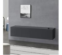Meuble TV Evaton 140 x 33 x 30 cm Gris Foncé Mat [en.casa]