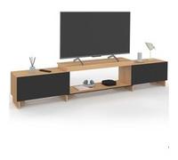 IDMarket Meuble TV VLAD extensible 140-240 cm 2 portes bois et noir