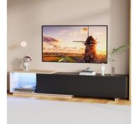 Meuble TV Extensible 163-240 cm Moderne Meuble Télé avec 3 tiroirs de Rangement et Niche Ouverte Banc TV avec lumières LED pour Salon Chambre(Noir, 240x38x44cm)