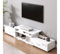 Meuble TV Extensible Centre de Divertissement Moderne Console Multimédia TV Réversible avec Tiroirs Meuble TV Télescopique Réglable pour Salon Chambre a Coucher