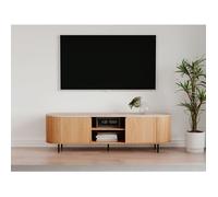 Finori Meuble TV Fabia 56B avec décor travertin/décor chêne L/H/P : 160 x 52 x 40 cm