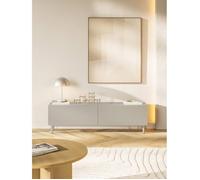 Meuble TV façade à rainures - Veldio New - 140 cm - greige