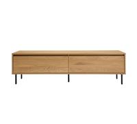 Meuble TV finition bois clair chêne 2 tiroirs L160 cm ARAGON