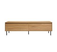 Meuble TV finition bois clair chêne 2 tiroirs L160 cm ARAGON