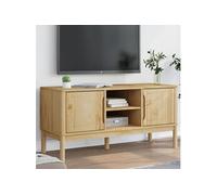 vidaXL Meuble TV FLORO cire marron 114x43x55 cm bois massif de pin, banc TV, meuble hifi, centre de divertissement, buffet 374014