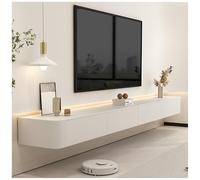 Meuble TV flottant à fixation murale avec gestion des câbles et grand espace de rangement, solution d'économie d'espace pour n'importe quelle pièce, design moderne (noir, 140 x 24 x 20 cm)