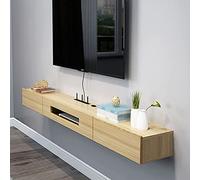 Meuble TV flottant à fixation murale avec tiroirs pour décodeur, routeur, convient pour chambre à coucher, salon, salle multimédia, couleur bois, 120 x 25,4 x 16,9 cm.