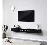 Meuble TV flottant à fixation murale, console média de divertissement avec clapier de rangement, 120 cm de haut, étagère blanche