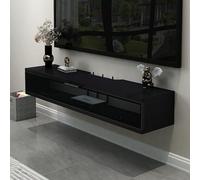 Meuble TV flottant à fixation murale pour console multimédia de divertissement avec trous de câble, grand banc de rangement TV sous TV pour décodeur de câble, console de jeu et équipement multimédia