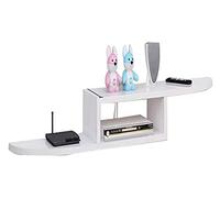 Meuble TV flottant à fixation murale pour console multimédia, étagère flottante en bois blanc, petite étagère flottante pour routeurs, décodeur, lecteurs DVD, projecteur