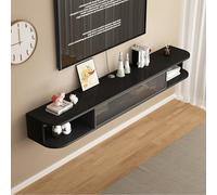 Meuble TV flottant à fixation murale pour petit appartement, meuble TV en bois noir avec rangement multimédia, support de divertissement pour salon et chambre à coucher, 119,4 x 24,1 x 20,3 cm