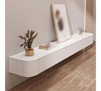 Meuble TV Flottant avec Porte - Centre De Divertissement Mural Moderne pour Salon, Meuble TV Peu Encombrant avec Rangement(Blanc,260cm)