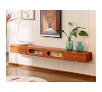 Meuble TV Flottant avec Porte, Étagères TV Murales, Grand Banc TV De Rangement sous La Télévision, Console Multimédia TV, Meuble TV Flottant en Bois, TV Support(Natural,220cm)